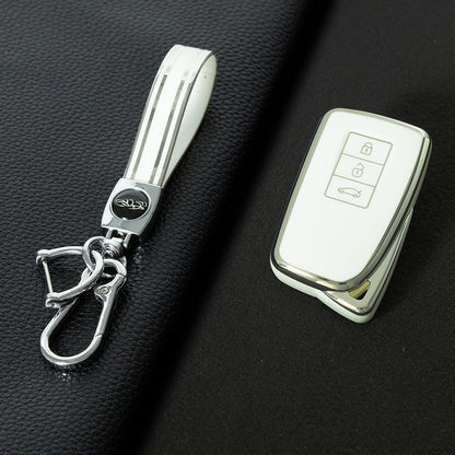 LEA1T1 White-Silver Plating Silver Edge Lightweight Protective Case Premium Soft TPU for Lexus ES200 ES350 LC500 LS500 UX200 ES300h GX460 RX350h NX450