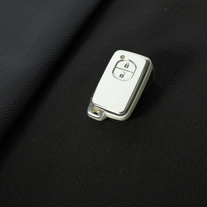 TOG2T1 White-Silver Plating Car Key Cover Soft TPU Car Key Case Cover for Toyota Camry Highlander Crown Prado Land Cruiser Vitz Prius Corolla Accessories