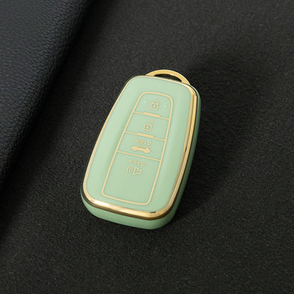 TOB4T1 Green-Gold Plating Car Key Cover For Toyota Prius Camry Corolla C-HR CHR RAV4 Prado Izoa Levin Avalon 2018 2019 2020 Car Key Case Shell Cover Protector