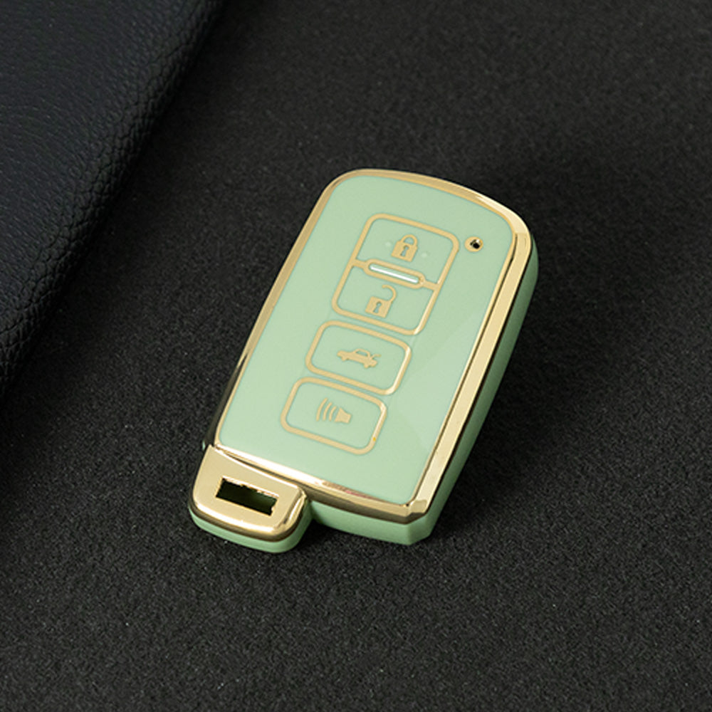 TOD4T1 Green-Gold Plating For Toyota Camry TPU Car Key Case Cover Bag Shell Fob Protector 4 Button