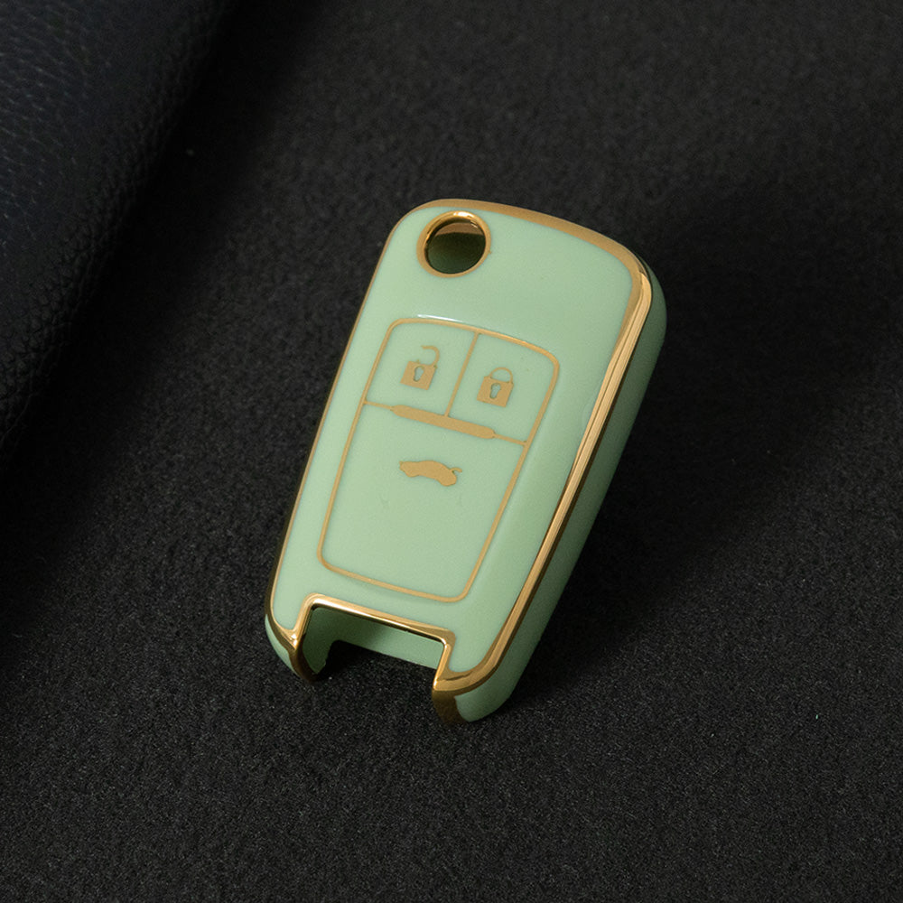 CED1T1 Green-Gold Plating 3 Button Soft TPU Car Key Case For Buick/Opel For Chevrolet Cruze Epica Lova Camaro Impala Aveo Malibu Sail Orlando