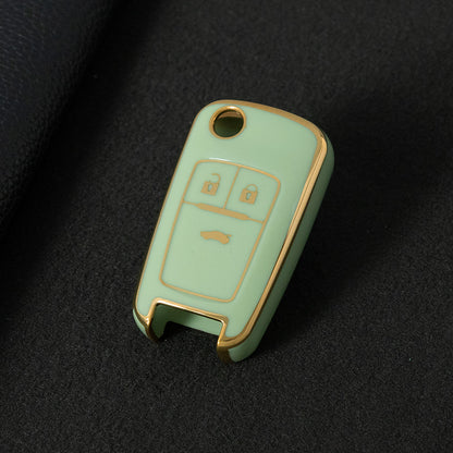 CED1T1 Green-Gold Plating 3 Button Soft TPU Car Key Case For Buick/Opel For Chevrolet Cruze Epica Lova Camaro Impala Aveo Malibu Sail Orlando