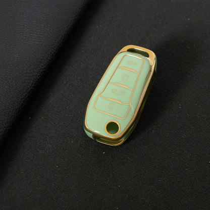 FOA7T1 Green-Gold Plating Car Key Cover for Ford Fusion Fiesta Escort Mondeo Everest Ranger