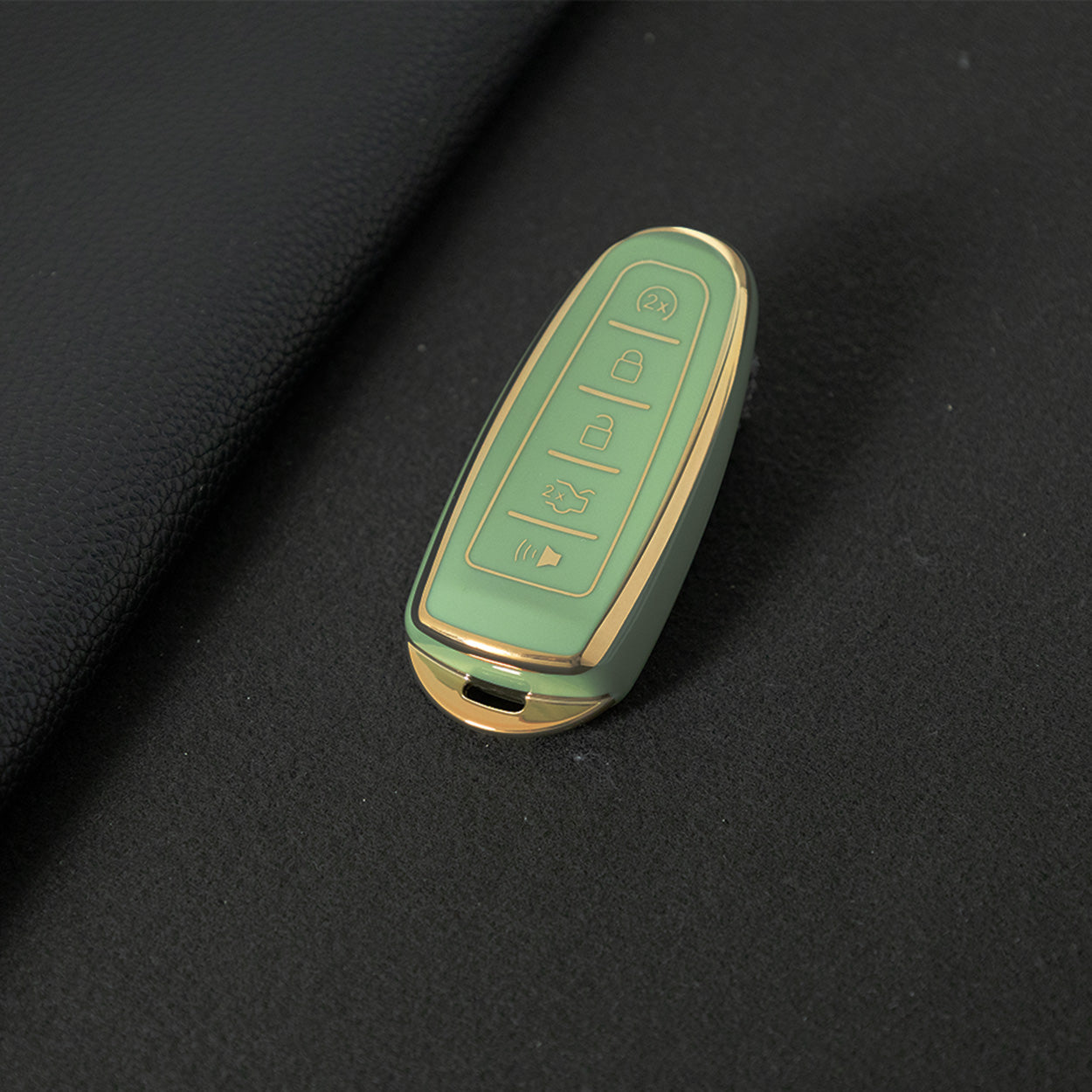 FOJ1T1 Green-Gold Plating Soft TPU Car Remote Key Case Cover Shell for Ford Fusion Fiesta Mondeo Ecosport Kuga Escort Everest Ranger F150 Protector Holder