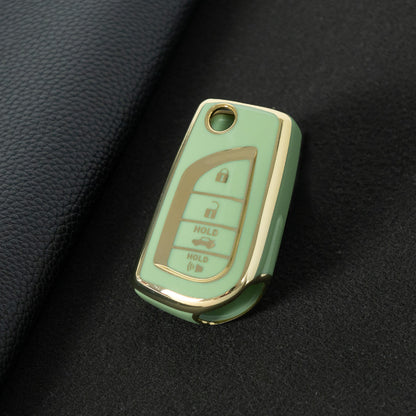 TOA5T1 Green-Gold Plating TPU Protective Key Cover Case for Toyota New Corolla Camry RAV4 Avalon Izoa CHR Highlander Car Key Accessories