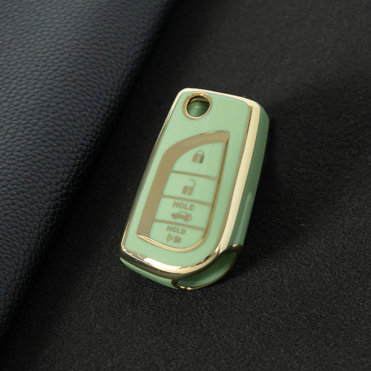 TOA5T1 Green-Gold Plating TPU Protective Key Cover Case for Toyota New Corolla Camry RAV4 Avalon Izoa CHR Highlander Car Key Accessories