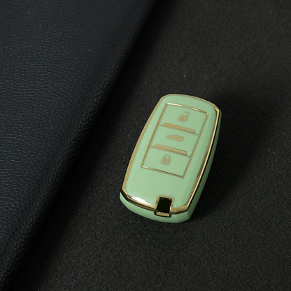 CHA1T1 Green-Gold Plating Car Key Cover Premium Soft TPU Car Key Case Cover Shell for CHANGAN CS15 CS35 CS55 CS75 RAETON CC EADO LUMIN Key Rings Keychain Bag