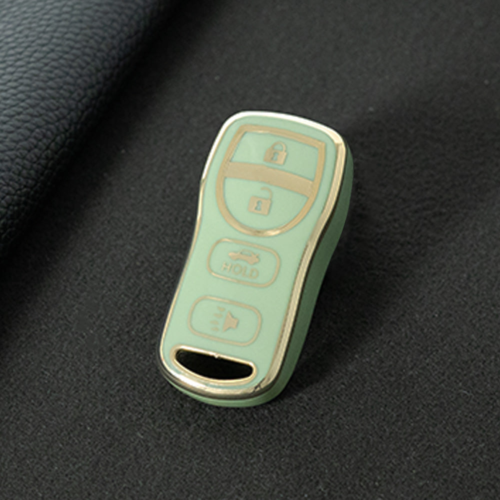 NIJ2T1 Green-Gold Plating TPU Car Key Cover for Nissan 350Z Maxima Sentra Armada Titan Kicks Murano