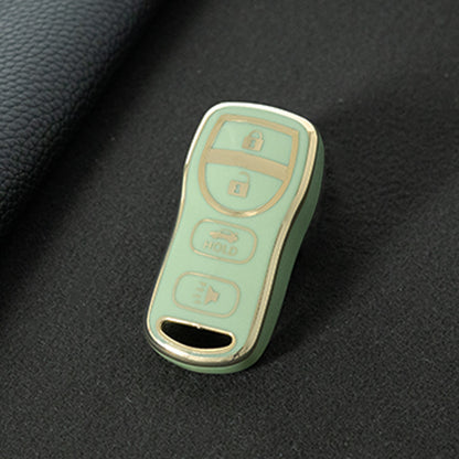 NIJ2T1 Green-Gold Plating TPU Car Key Cover for Nissan 350Z Maxima Sentra Armada Titan Kicks Murano