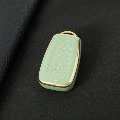 TOB3T1 Green-Gold Plating Key case for Toyota Key Shells Noah 80/Voxy 80/Harrier 60/Esquaire/New Sienta Car Key Case TPU Protect Cover Carkey Shells