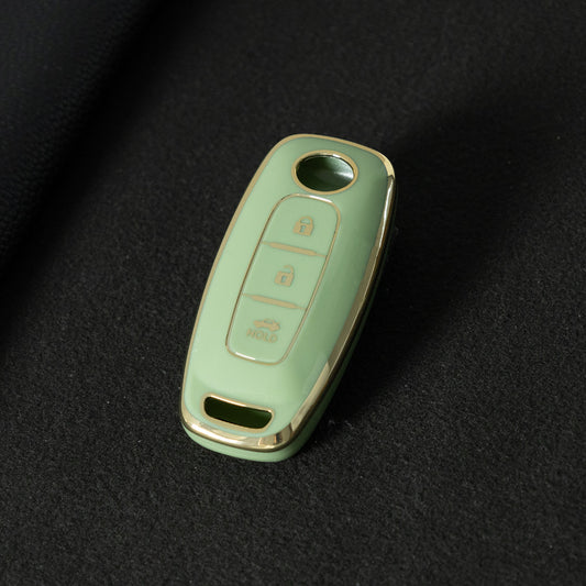 NIA2T1 Green-Gold Plating TPU Car Key Cover Car Key Case for Nissan Altima Murano Sentra Rogue Armada Pathfinder Infiniti FX35