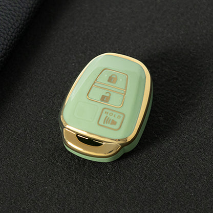 TOP1T1 Green-Gold Plating TPU Car Key Cover Case for Toyota Corolla Camry Prado Highlander Auto Key case for Toyota 3 Buttons Key