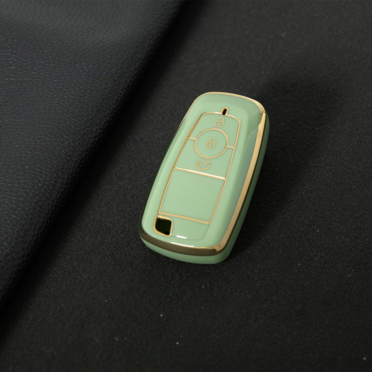 FOB1T1 Green-Gold Plating TPU Car Key Case Cover Holder for Ford Fusion Edge Mustang Explorer F150 F250 F350