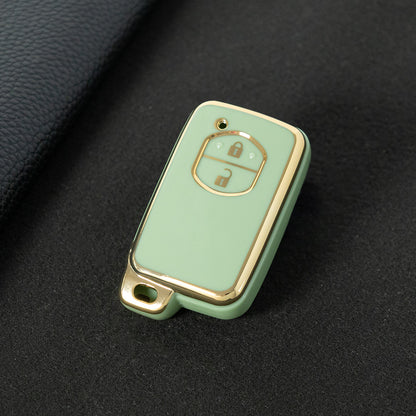 TOG2T1 Green-Gold Plating Car Key Cover Soft TPU Car Key Case Cover for Toyota Camry Highlander Crown Prado Land Cruiser Vitz Prius Corolla Accessories