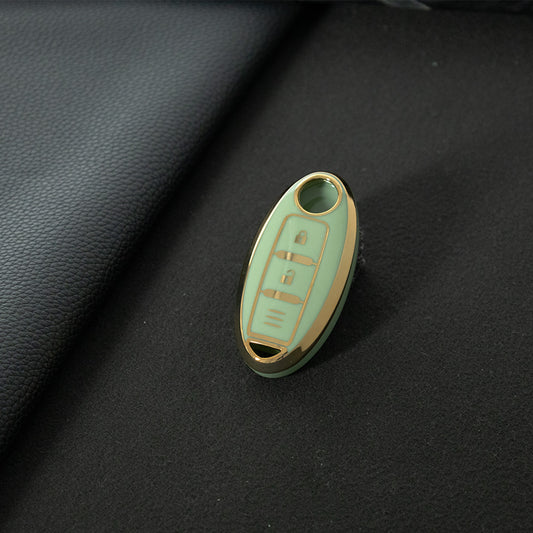 NIB1T1 Green-Gold Plating Car Key Cover For Nissan X-Trail Qashqai Sylphy Altima
