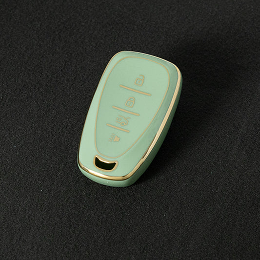 CEA2T1 Green-Gold Plating Car Key Cover For CHEVROLET Cruze Spark Camaro Volt Bolt Trax Malibu Captiva Equinox Trax Tracker AVEO Lova TPU Car Key Case Key Cover