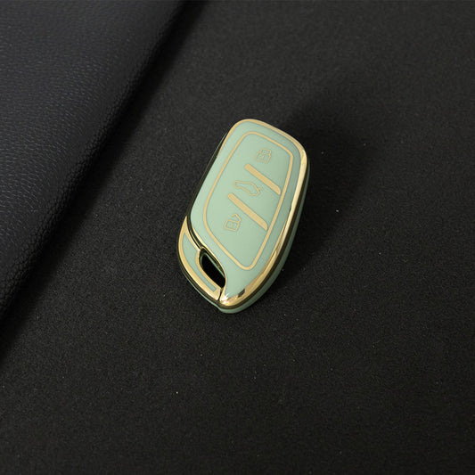 ROB1T1 Green-Gold Plating Car Key Cover For Roewe RX5 MG ZS GT GS 350 360 750 W5 Class Accessories Soft TPU Protection Car Case Shell