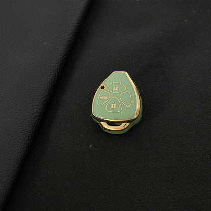 TOG3T1 Green-Gold Plating Soft TPU Car Key Case Cover for Toyota Camry Highlander Crown Prado Land Cruiser Vitz Prius Corolla Accessories