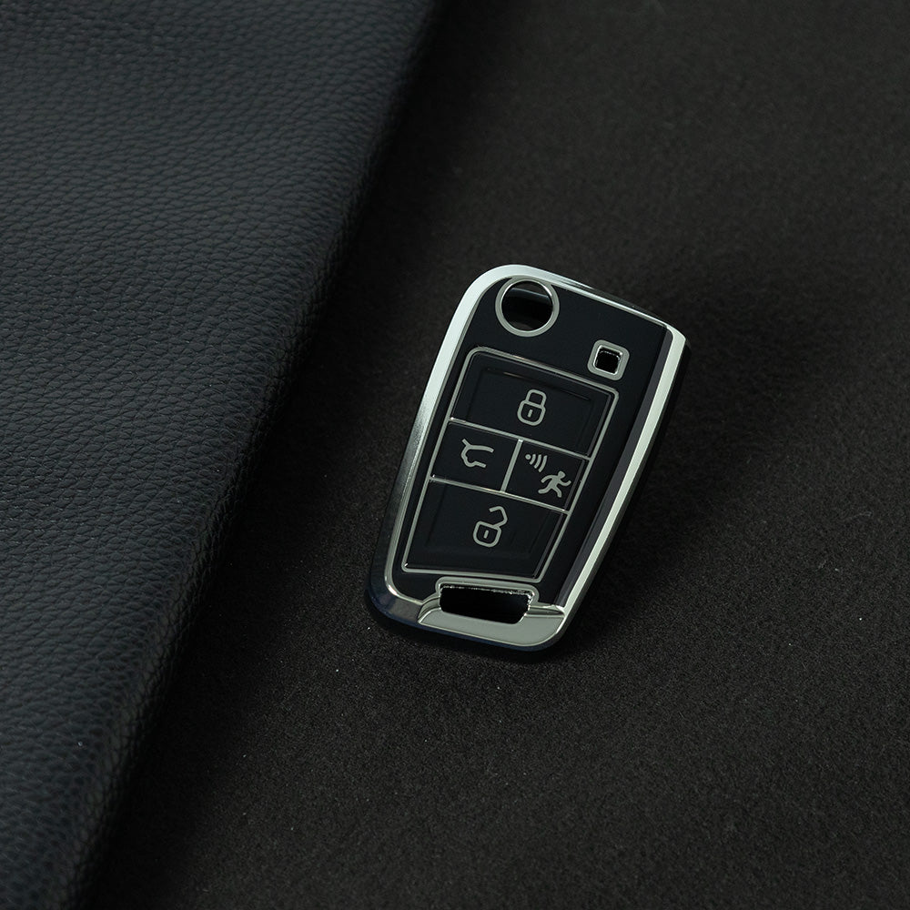 VOA2T1 Black-Silver Plating Car Key Cover For Volkswagen Sagitar Tiguan L Bora polo Tayron Lavida Lamando Golf T-Roc TACQUA Tharu 4 buttons