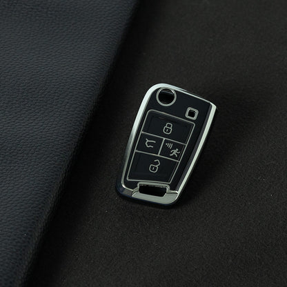 VOA2T1 Black-Silver Plating Car Key Cover For Volkswagen Sagitar Tiguan L Bora polo Tayron Lavida Lamando Golf T-Roc TACQUA Tharu 4 buttons