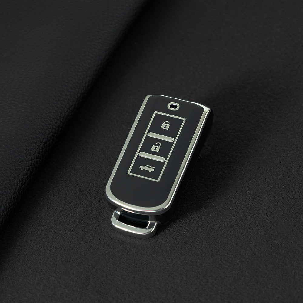 MIA1T1 Black-Silver Plating TPU Car Remote Key Case Cover Shell for Mitsubishi Outlander ASX Pajero LANCER Sport Eclipse 3 Buttons Smart Keyless Fob