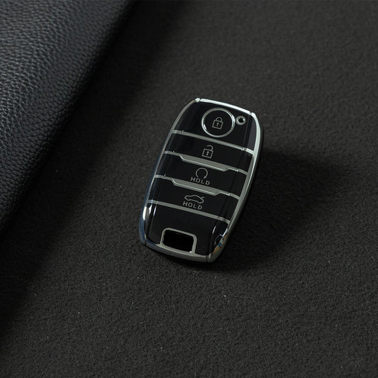 KIC3T1 Black-Silver Plating TPU Car Key Case Cover for Kia Sportage Cerato Optima K2 K3 K4 K5 Rio Picanto K2 Soul Sorento Sedona 2016