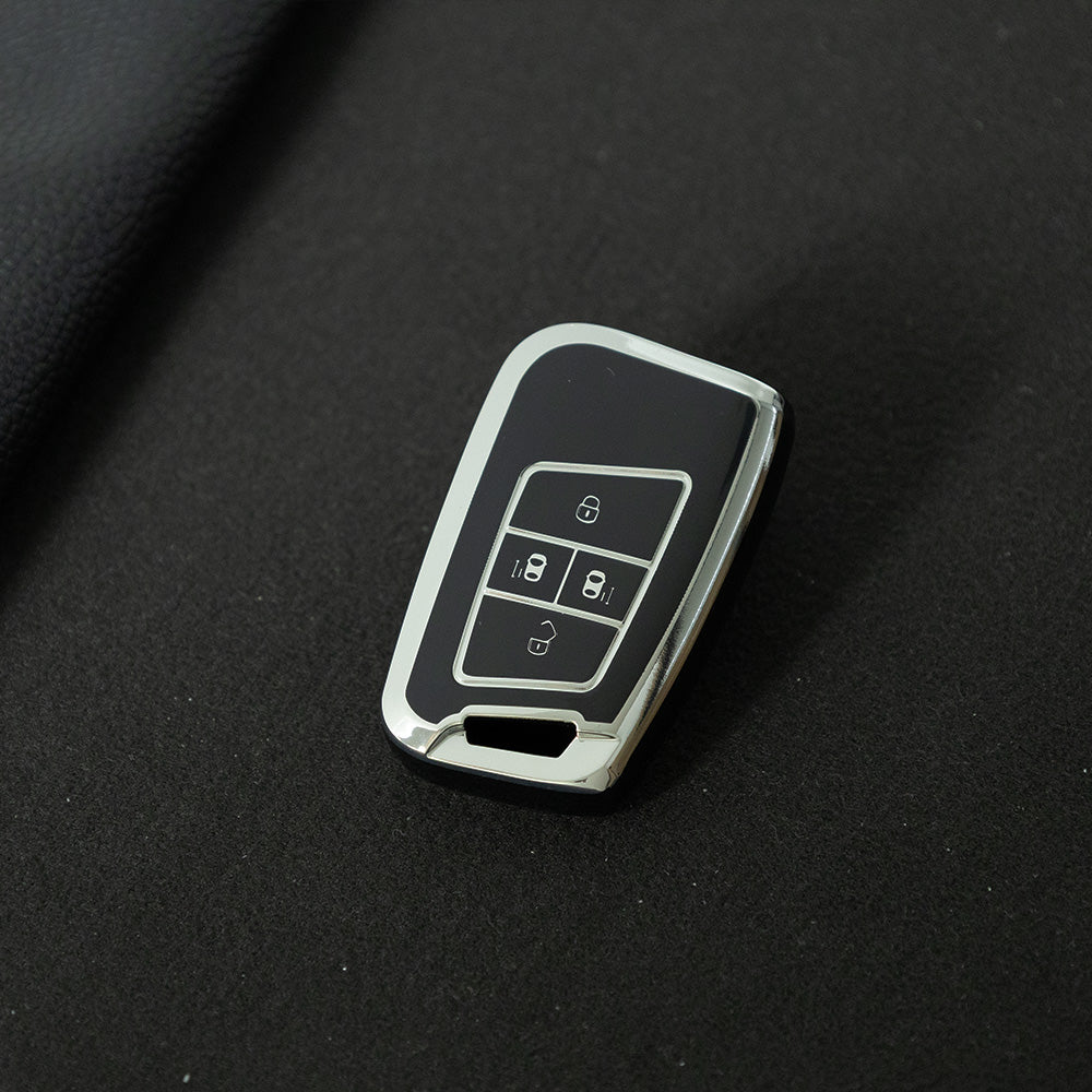 VOD3T1 Black-Silver Plating TPU Car Key Case for VW Golf Tiguan Passat Lavida Jetta Bora Beetle Magotan Sagitar Santana Sharan