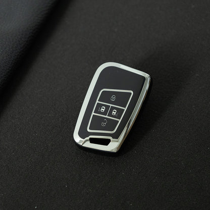 VOD3T1 Black-Silver Plating TPU Car Key Case for VW Golf Tiguan Passat Lavida Jetta Bora Beetle Magotan Sagitar Santana Sharan