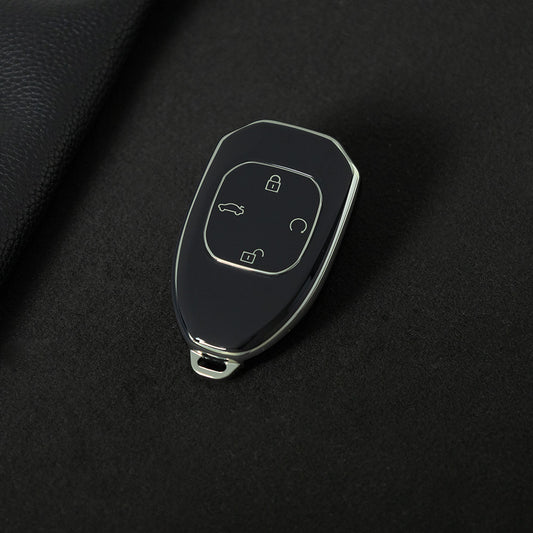 TRE1T1 Black-Silver Plating Car Key Cover Silicone Protection TPU Car Remote Key Case Cover for GAC Trumpchi Aion S V Y LX GS4 GM8 GA3 GA6 SGS7 GS8 TA Key Accessories