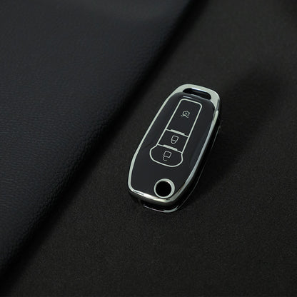FOA1T1 Black-Silver Plating Car Key Cover Hot Sale TPU Car Key Case for Ford ESCORT Edge Taurus Ecosport Car Key Shell Cover