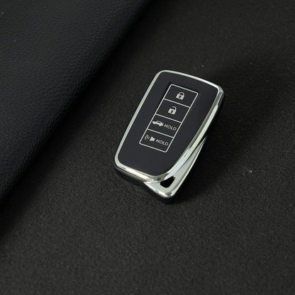 LEA7T1 Black-Silver Plating TPU Car Key Case Cover 2014-Up Lexus RX IS ES GS LS NX RS GX LX RC LC