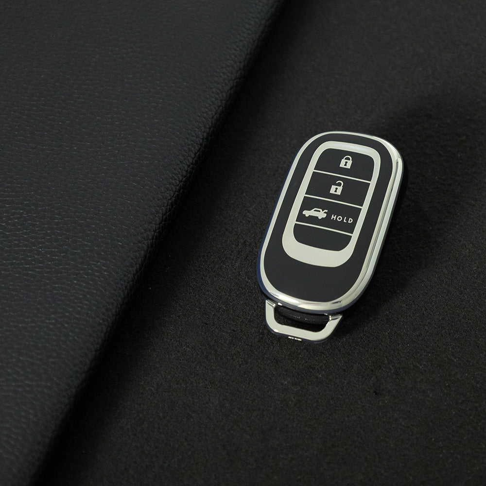 HOB4T1 Black-Silver Plating Car Key Cover Suitable for Honda CRV Style Key case Civic HRV Accord XRV Yingshipai Haoyingbin Intelligent Bag Buckle keychain
