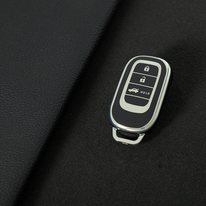 HOB4T1 Black-Silver Plating Car Key Cover Suitable for Honda CRV Style Key case Civic HRV Accord XRV Yingshipai Haoyingbin Intelligent Bag Buckle keychain