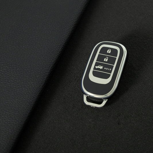 HOB4T1 Black-Silver Plating Car Key Cover Suitable for Honda CRV Style Key case Civic HRV Accord XRV Yingshipai Haoyingbin Intelligent Bag Buckle keychain