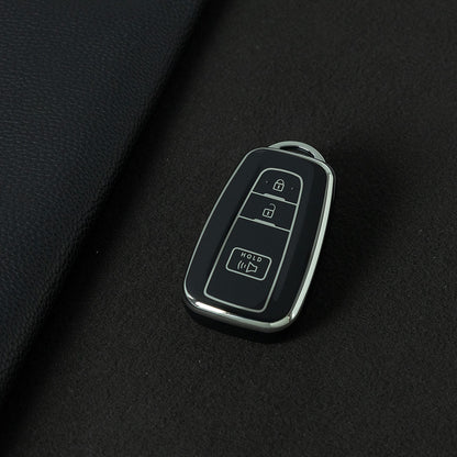 TOB3T1 Black-Silver Plating Key case for Toyota Key Shells Noah 80/Voxy 80/Harrier 60/Esquaire/New Sienta Car Key Case TPU Protect Cover Carkey Shells
