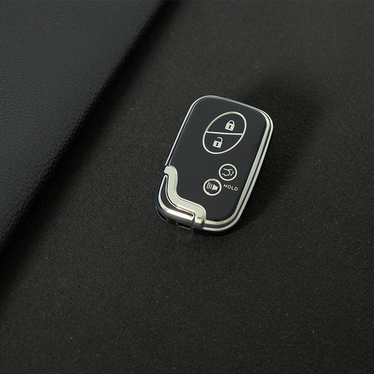 LEC7T1 Black-Silver Plating TPU Car Key Case Cover for Lexus CT200H GX400 GX460 IS250 IS300C RX270 ES240 ES350 LS460 GS300 450h 460h