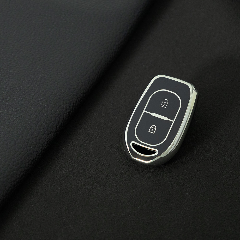 REC2T1 Black-Silver Plating Car Key Cover TPU 2 Buttons Remote Key Case Cover Shell for Renault Duster Sandero Logan Clio Captur Laguna