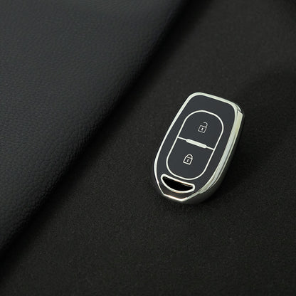REC2T1 Black-Silver Plating Car Key Cover TPU 2 Buttons Remote Key Case Cover Shell for Renault Duster Sandero Logan Clio Captur Laguna