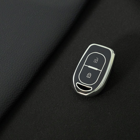 REC2T1 Black-Silver Plating Car Key Cover TPU 2 Buttons Remote Key Case Cover Shell for Renault Duster Sandero Logan Clio Captur Laguna