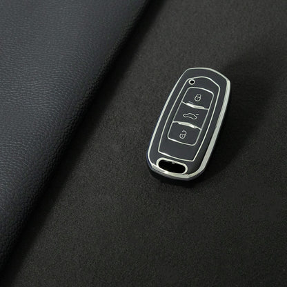 GEA1T1 Black-Silver Plating Car Key Cover For Geely Auto GL New Emgrand GS Car Key Pack S1 Boyue X3 Yuanjing X6 Borui Binrui Buckle Shell keychain