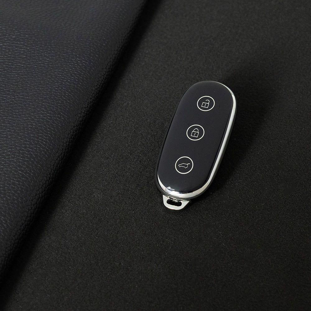 LIB1T1 Black-Silver Plating Car Key Cover TPU Material Remote Car Key Case Cover Auto Key Shell Fob Protector Lossless Signal Fit for Lixiang L9 L7 L8 L6