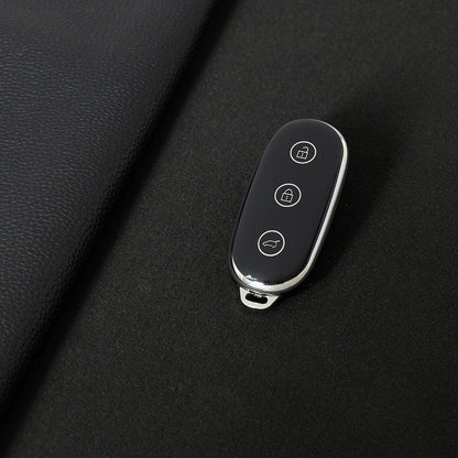 LIB1T1 Black-Silver Plating Car Key Cover TPU Material Remote Car Key Case Cover Auto Key Shell Fob Protector Lossless Signal Fit for Lixiang L9 L7 L8 L6