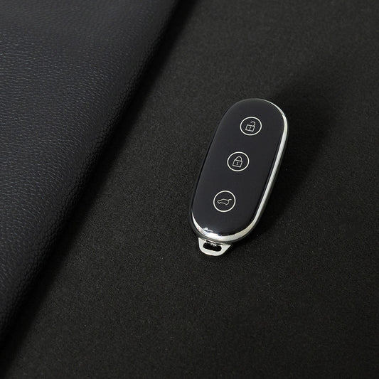 LIB1T1 Black-Silver Plating Car Key Cover TPU Material Remote Car Key Case Cover Auto Key Shell Fob Protector Lossless Signal Fit for Lixiang L9 L7 L8 L6