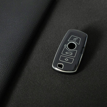BMC1T1 Black-Silver Plating Car Key Cover BMW Car Key Case Cover TPU Flip Remote Accessory for 1 2 3 4 5 6 7 X3 X4 X5 X6 F36 F25 F26 F30 F34 F10 F07 F20 Z10 G30