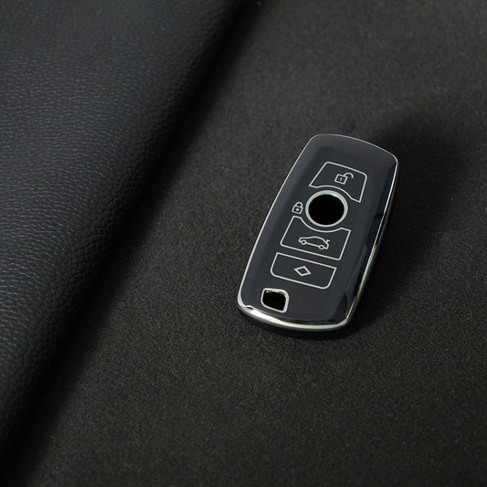 BMC1T1 Black-Silver Plating Car Key Cover BMW Car Key Case Cover TPU Flip Remote Accessory for 1 2 3 4 5 6 7 X3 X4 X5 X6 F36 F25 F26 F30 F34 F10 F07 F20 Z10 G30