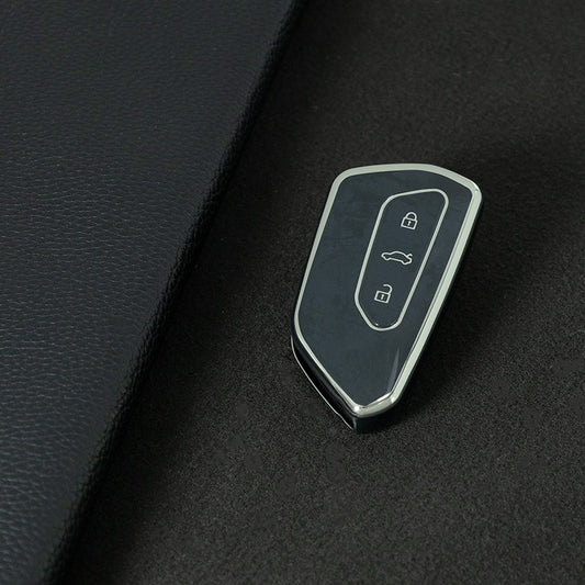 VOC1T1 Black-Silver Plating Car Key Cover For Volkswagen  Golf 8 MK8 ID3 ID4 Cupra Skoda Octavia A8 SEAT Leon MK4 Formentor Tarraco