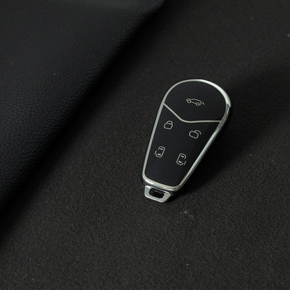 VYB1T1 Black-Silver Plating TPU Car Key Case Cover for VOYAH Lantu Dreamer Free DREAMPOWER Key