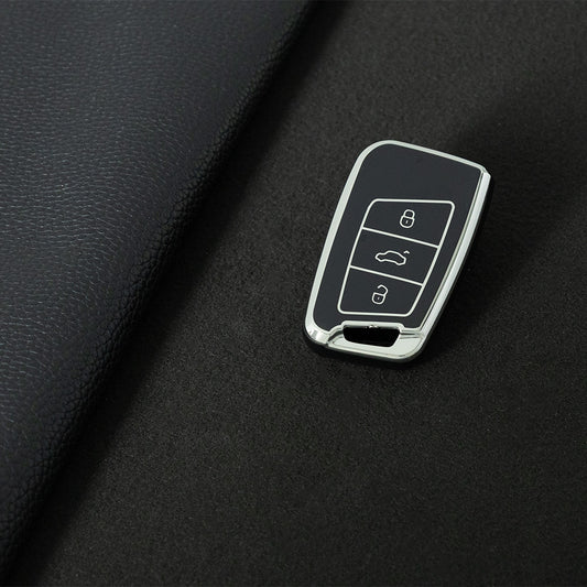 VOD1T1 Black-Silver Plating Car Key Cover For VW Polo Lavda Jetta Beetle Passat B5 B6 B7 Bora Santana Tiguan Car Key Cover