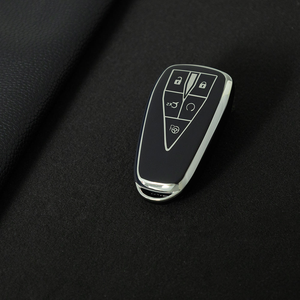 CHC3T1 Black-Silver Plating Car Key Cover Soft TPU Car Key Case Cover Shell Sleeve Protector for CHANGAN CS75 Plus Unit Univ CS35 CS55 OSHAN X5 X7 Key Rings Keychain Bag
