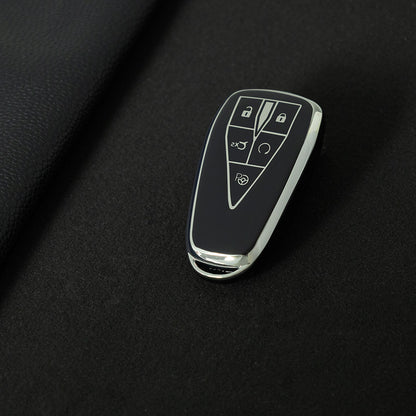 CHC3T1 Black-Silver Plating Car Key Cover Soft TPU Car Key Case Cover Shell Sleeve Protector for CHANGAN CS75 Plus Unit Univ CS35 CS55 OSHAN X5 X7 Key Rings Keychain Bag